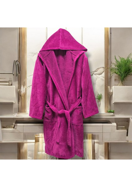 Kadife Kapüşonlu Bornoz %100 Pamuk