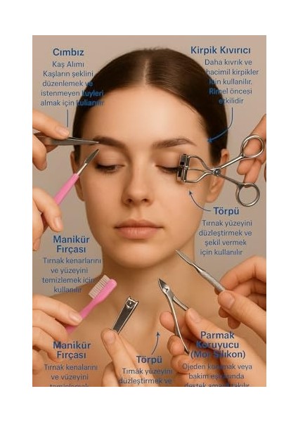 Mta Hıgh-Tech 11 Parça Kaş, Kirpik ve Yüz Bakım Seti – Cımbız, Tırnak Makası, Kirpik Kıvırıcı, Kaş Fırçası, Ustura ve Yardımcı Ekipmanlarla Eksiksiz Güzellik Seti
