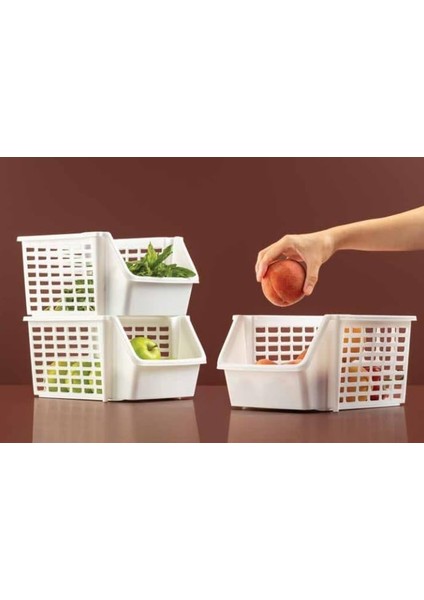 5 Adet Çok Amaçlı Katlı Geçmeli Organizer, Pratik Dolap Içi Lavabo Altı Evye-Tezgah Üstü Buzdolabı Mutfak Banyo Çamaşır Makinesi Ev Düzenleyici Plastik Sepet (5 Adet - Beyaz) fiyatları