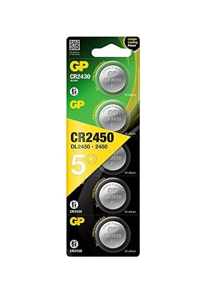 Batteries CR2450 2450 Boy Lityum Düğme Pil, 3 Volt, 5&apos;li Kart modelleri