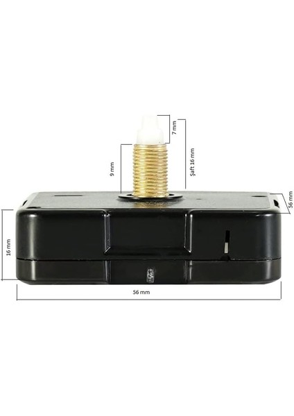 Exizticaret Saat Mekanizması,quartz Akar Sessiz Duvar Saati Mekanizması 16 mm ve Seti (Akrep,yelkovan,saniye) EXIZNM360