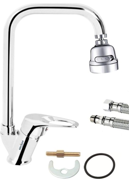 Fonksiyonlu Tasarruflu Soğuk Su Girişli Mutfak Eviye Musluğu Çeşmesi Batayası