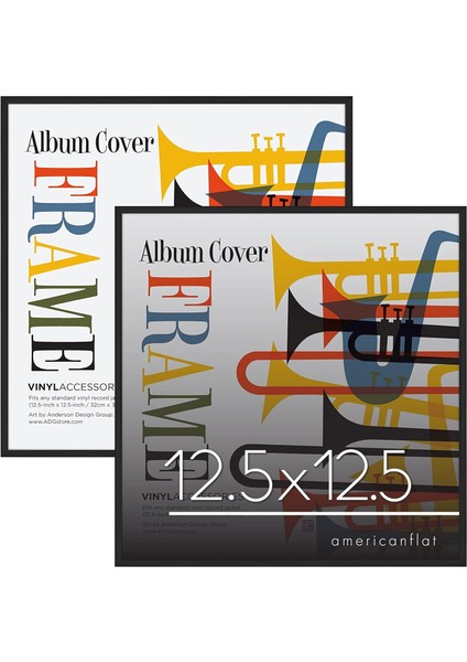 Americanflat 12,5 x 12,5 Parlak Pleksiglas ve Şık Minimalist Tasarımlı Siyah Alüminyum Albüm Çerçevesi - Duvara Monte - Asma Donanımı Dahil (2 Paket)