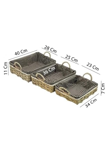 3&apos;lü Hasır Sepet Seti – Bezli Ekmek Sepeti, Dekoratif Doğal Hasır Saklama Sepeti, Mutfak ve Banyo Düzenleyici, Havlu ve Meyve Sepeti, Çok Amaçlı Hasır Sepet Takımı (Kulplu Dikdörtgen) fiyatları
