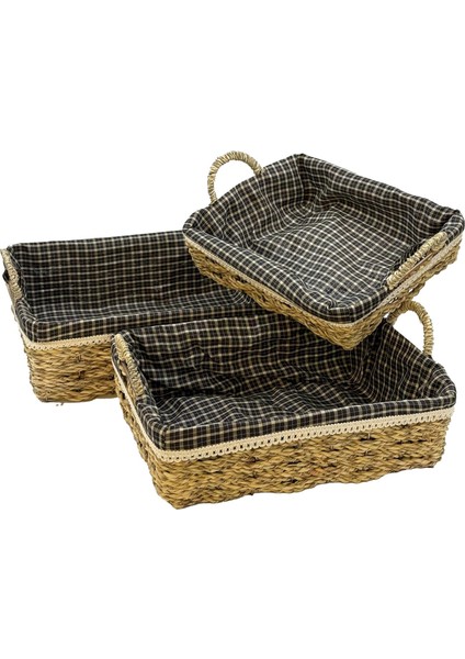 3&apos;lü Hasır Sepet Seti – Bezli Ekmek Sepeti, Dekoratif Doğal Hasır Saklama Sepeti, Mutfak ve Banyo Düzenleyici, Havlu ve Meyve Sepeti, Çok Amaçlı Hasır Sepet Takımı (Kulplu Dikdörtgen) modelleri