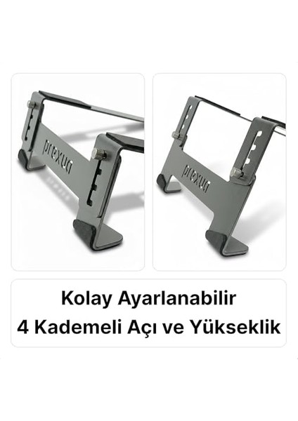Prexua Stepper Laptop Standı - Notebook Yükseltici Altlık - Metal - Siyah - STP4025 (Siyah)
