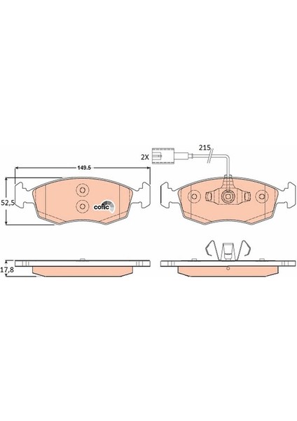 GDB1900 Ön Fren Balatası Fıat 500 10> 500 C 12> Punto 09> Punto Evo 09> K:17.1 mm G:149.3 mm 77365729-77365811-77366537-77366538
