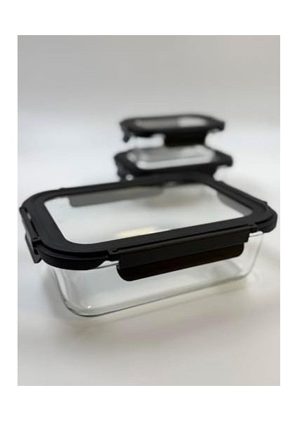 3&apos;lü Contalı Cam Saklama Kabı Seti – 370 Ml, 600 ml ve 1500 ml – Sızdırmaz Kilitli Kapak – Mikrodalga Fırın ve Bulaşık Makinesi Uyumlu – Gıda Saklama Kabı – Sağlıklı Bpa Içermez (Siyah) fiyatları