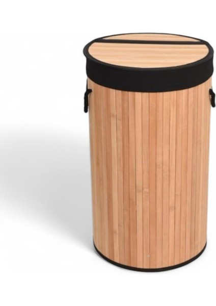 El Yapımı Hasır Katlanır Çamaşır Sepeti Yuvarlak 55 Litre (35CM*35CM*61CM), Malzemeden Üretilmiş Çamaşırlık ( )