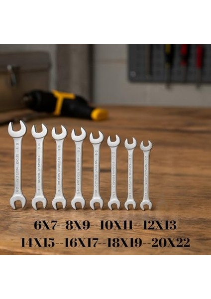 8’li Çatal Ağız Anahtar Seti – 6x7, 8x9, 10X11, 12X13, 14X15, 16X17, 18X19, 20X22 Mm, Krom Vanadyum Çelik, Taşıma Çantalı modelleri