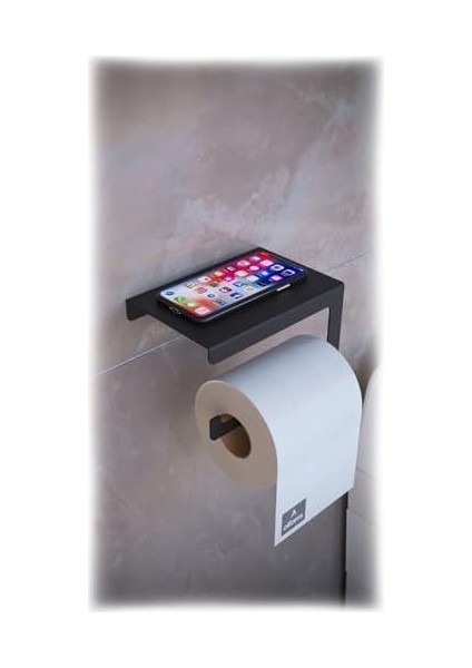 Metal Modern Raflı Tuvalet Kağıtlık – Telefon ve Aksesuar Askılı Wc Peçete Tutucu Siyah fiyatları