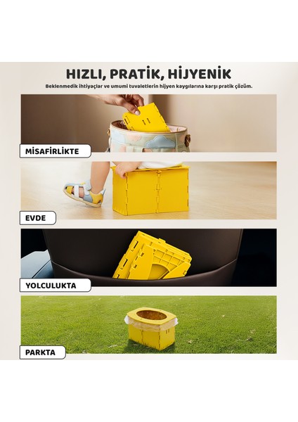 Lazımlık, Portatif Seyahat Tipi Katlanabilir Taşınabilir Çocuk Tuvaleti, Sarı indirimleri
