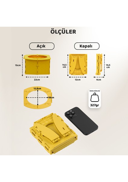 Lazımlık, Portatif Seyahat Tipi Katlanabilir Taşınabilir Çocuk Tuvaleti, Sarı