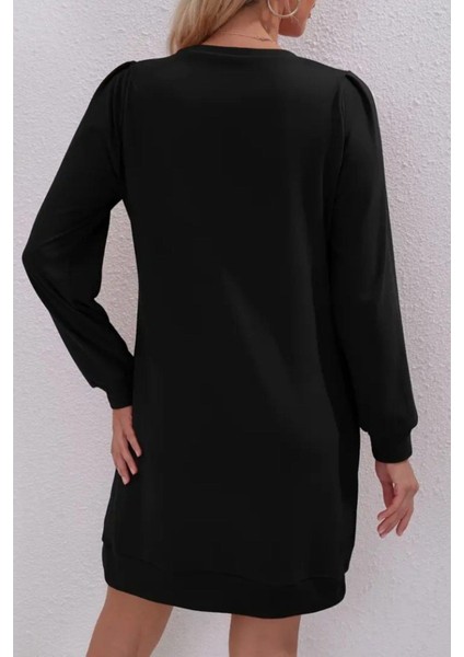 Uzun Kollu Bisiklet Yaka Iki Iplik Elbise Siyah fiyatları