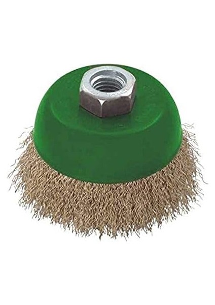 T 27710/125 Saçaklı Çanakfırça, Yeşil/gri/prinç, 125 mm