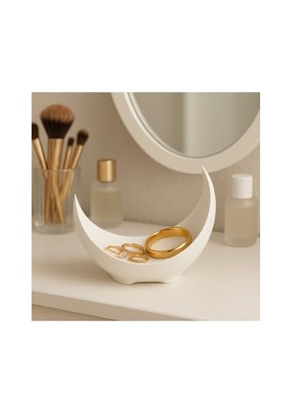 Ay Hilal Şeklinde Süs Dekoratif Obje & Çok Amaçlı Organizer – Anahtarlık & Takı Düzenleyici Beyaz 20 x 15 modelleri