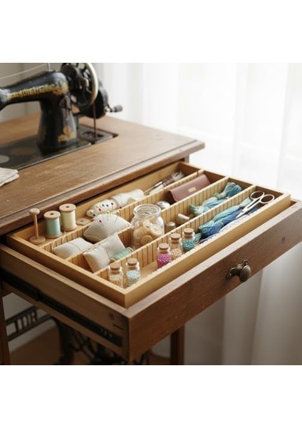 Bambu Çekmece Içi Düzenleyici (37.5X25X4 Cm) | 4 Bölmeli, Hareketli Ayırıcılar | Kaşıklık, Dikiş, Ofis ve Mutfak Organizeri modelleri