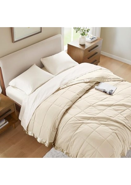 Windom Microfiber Alternative Blanket With 3m Moisture Management Ivory 108X90 Size Quilted Premium Soft 3m Scotchgard Moisture Microfiber For Bed, Couch Or Sofa fiyatları