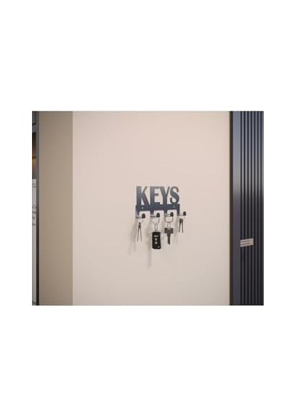 Keys Modern Metal Anahtar Askısı – Duvar Anahtarlık & Anahtar Düzenleyici - Siyah
