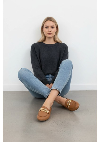 Luna Taba Hakiki Deri Kadın Günlük Babet