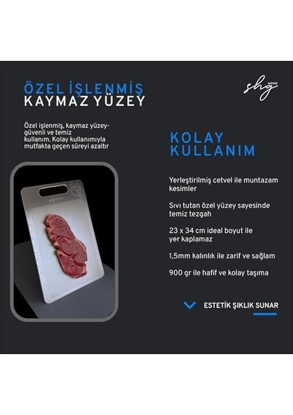 Shg Özel Tasarımlı 304 Paslanmaz Çelik Kesme Tahtası1,5 mm Kalınlık, 23 x 34 cm Yıkanabilir, Gıda Temasına Uygun, Hijyenik fiyatları