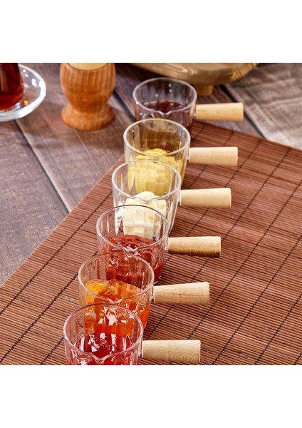 Ahşap Saplı Mika Reçellik Sosluk Sofra Sunum Kahvaltı Seti - Ahşap Saplı Sunumluk 80 ml