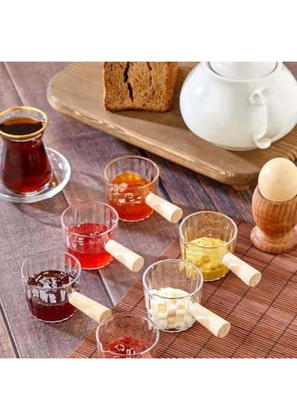 Ahşap Saplı Mika Reçellik Sosluk Sofra Sunum Kahvaltı Seti - Ahşap Saplı Sunumluk 80 ml fiyatları