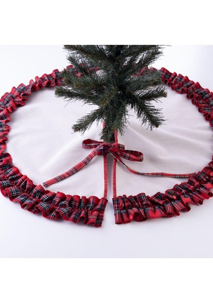 Fırfırlı Yılbaşı Çam Ağacı Örtüsü, Pamuklu Ekose ve Naturel 60 cm Karışık fiyatları