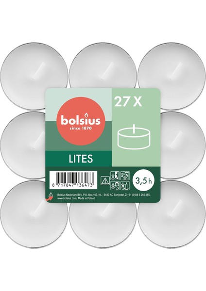 Tealight, Yumuşak Ateşli, Dumansız, Paketli, Yanma Süresi 3,5 Saat, Dekoratif Ev Mumları, Beyaz, Doğal Bitki Mumu, Palmiye Yağı Içermez, 27 Adet, Parfümsüz fiyatları