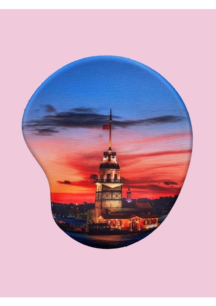 Türkiye Serisi - Kız Kulesi Gün Batımı Baskılı Bilek Destekli Mouse Pad