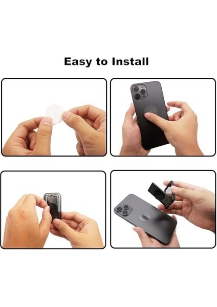 Cep Telefonu Tutucusu, Ultra Ince 360° Dönebilen Telefon Arka Tutucu, Katlanabilir Manyetik Phone Grip Stand, El/yatak Için Evrensel Manyetik Araç Tutucu (Metal Siyah)