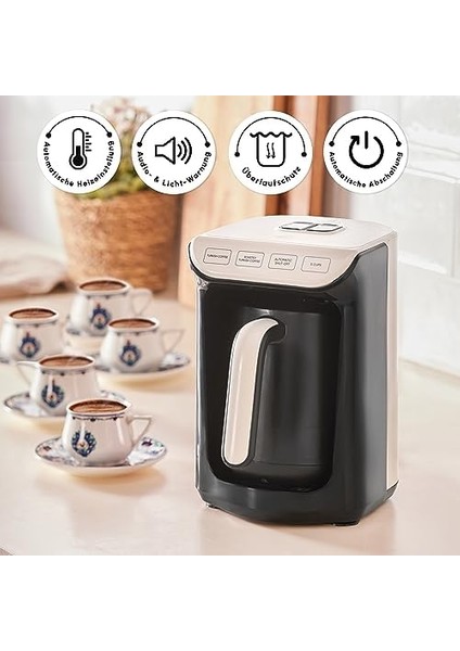 Hatır Köz 5 Fincan Kapasiteli Türk Kahve Makinesi, Krem