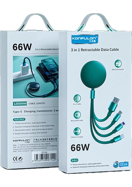 DC44 3in1 66W Kablo - Yeşil fiyatları