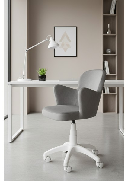 Kelebek Beyaz Ayaklı Çalışma Sandalyesi Çocuk Bilgisayar Sandalyesi (Ayarlanabilir)