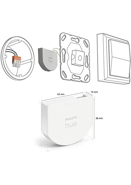 Hue Duvar Şalteri Modülü, Tekli Paket, Hue Lambaların Sürekli Erişilebilmesini Sağlar, Mevcut Duvar Şalterinin Arkasına Kurulum, 1&apos;li Paket fiyatları