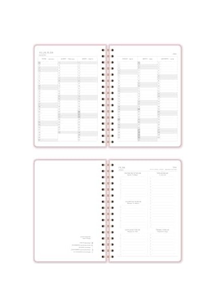 2026 Spiralli A5 Haftalık Ajanda – Kir ve Suya Dayanıklı Sert Kapak - Pembe