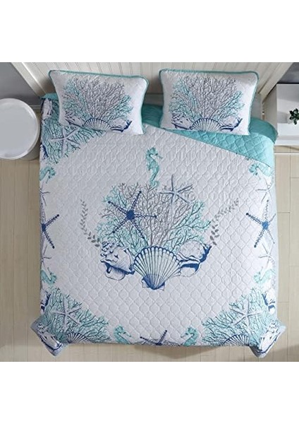 Joe Coastal 3 Parça Yorgan Seti,, Beach Delight Aqua fiyatları