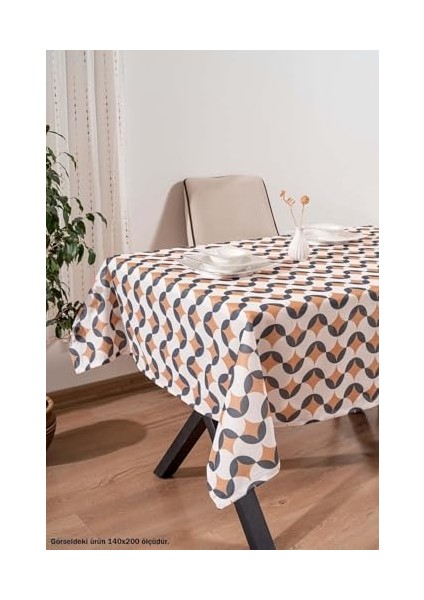 Geometrik Soyut Masa Örtüsü, Sofra Bezi, Piknik Örtüsü Siyah-Taba 140 x 200 RIVA00112-R0028 modelleri