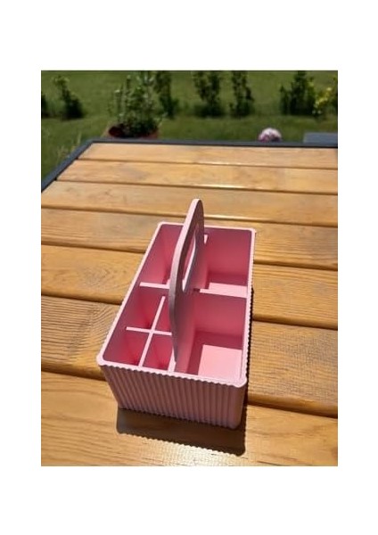 Çok Gözlü Masaüstü Organizer – Kalemlik ve Düzenleyici Kutu Pembe