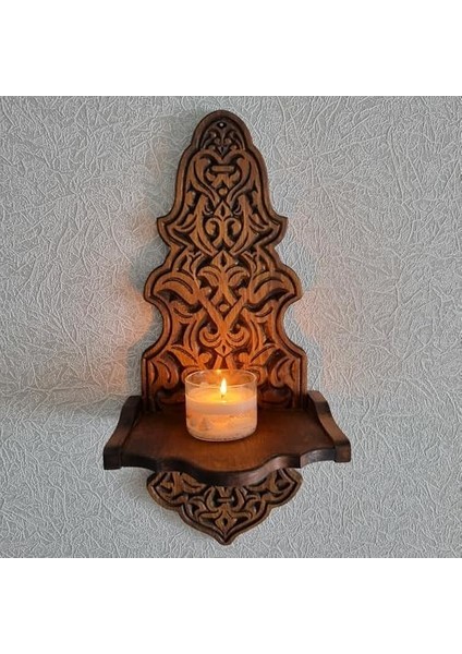 Ahşap Mumluk Duvar Rafı Gaz Lambası Duvar Standı Rustik Duvar Dekoru modelleri