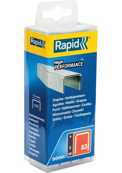 Zımba Teli Tip 53, 6 mm Zımba, 5.000 Adet Plastik Kutu, Ahşap ve Kumaşlar Için Ince Tel Kıskaçlar, Gri