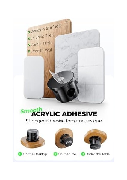 9 Paket Manyetik Kablo Klipsi - Gliship [yükseltilmiş 360° Dönebilir] Kordon Düzenleyici, Güçlü Manyetik Kordon Tutucu, Yapışkan Tel Tutucu, Telefon Kablosu Tutucu, Komidin Tel Tutucu Masa Dekoru, modelleri