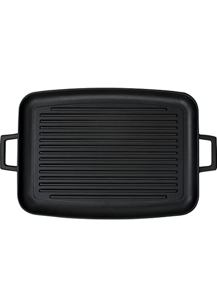 Döküm Grill Tepsi, Izgara Yüzeyli, Metal Kulplu, 31X42CM