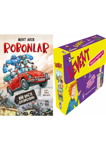 Robonlar (Mert Arık) ve Levent Türkiyeyi Geziyorum 2 Set - (5 Kitap)