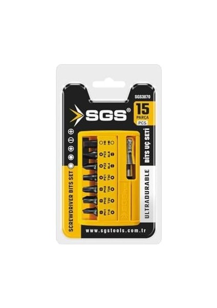 Bits Uç ve Hızlı Adaptör Seti 15 Parça Sand-Pro Series SGS3870