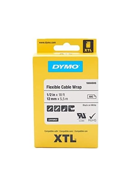 Xtl, Esnek Kablo Etiketi (12 mm x 5,5 Mt), Beyaz/siyah - 1868806 fiyatları