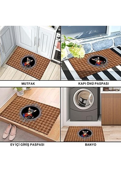 Tasarımlı Dekoratif Kapı Önü Paspas, Dış Mekan/ev Içi/banyo/mutfak/yatak Odası/giriş Paspasları (Mr Buldog, 40X60) fiyatları