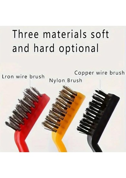 6&apos;lı Mini Tel Fırça Seti Aspiratör Musluk Duşakabin Lavabo Fırın Ocak Mutfak Derz Banyo Tuvalet Pas Yağ Temizlik Bulaşık Fırçası 3 Çeşit Pirinç-Çelik-Naylon