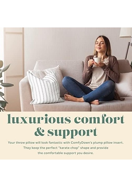 16X24 Dekoratif Kırlent Içi, Kuş Tüyü ve Tüy DOLGUSU,%100 Pamuk Kılıf 233 Iplik Sayısı, Dikdörtgen Yastık Içi - Abd&apos;de Üretilmiştir (2 Paket)