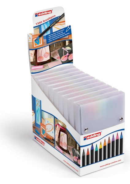Edding 4 – 51150 Brush Pen Kartondisplay E-1340, 10 Parça, 130 x 185 x 205 mm